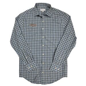 Peter Millar "Bienvenidos Y'all" Blue White Plaid‎ L/S Dress Shirt Men's Size S